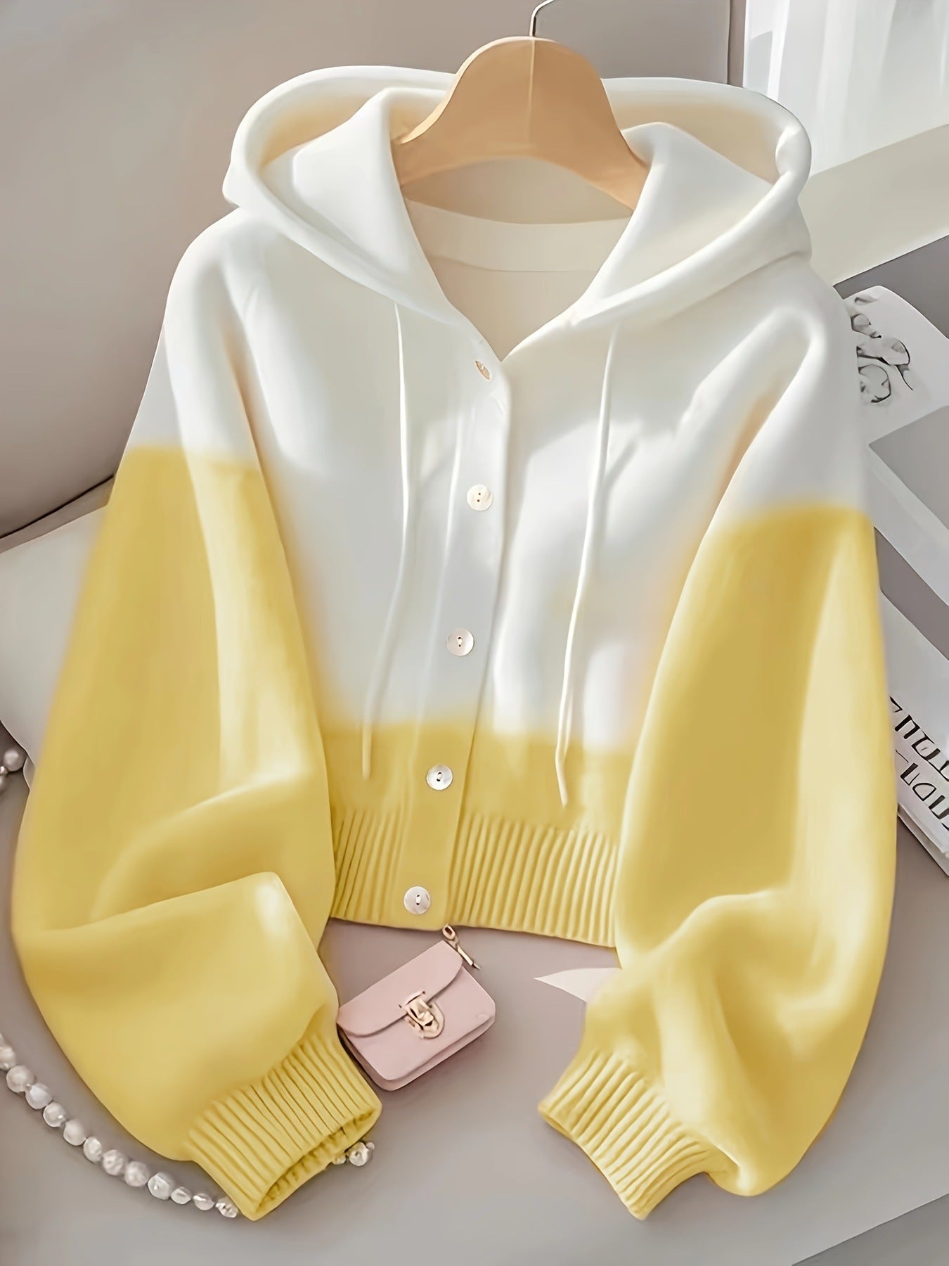 High-Grade Knitted Hoodie Patchwork Style