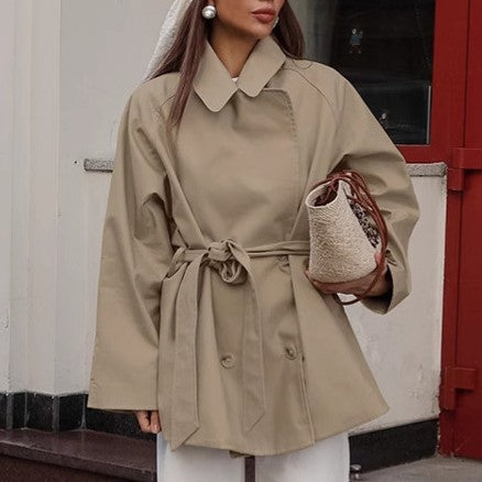 Women's Long Khaki Workwear Coat Trench