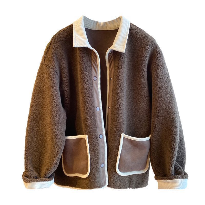 Lamb Wool Women's Loose Slimming  Coat