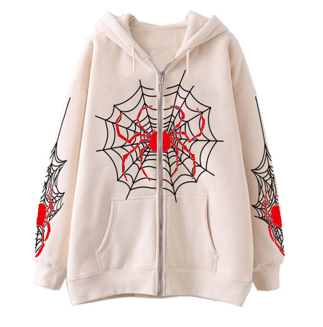 Spider Web Zipper Foreign Trade Sweatshirt Hoodie