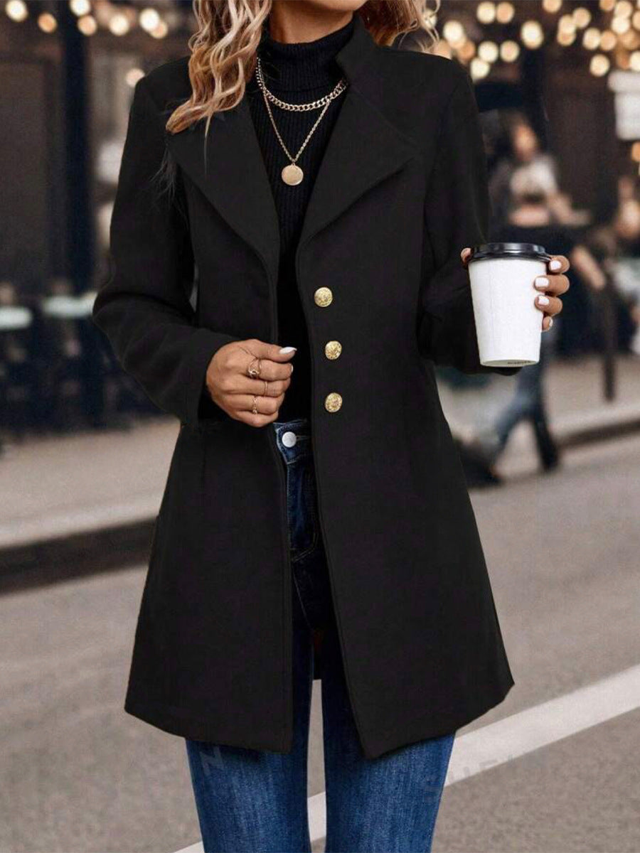 Solid Color Woolen Coat