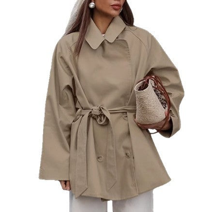 Women's Long Khaki Workwear Coat Trench