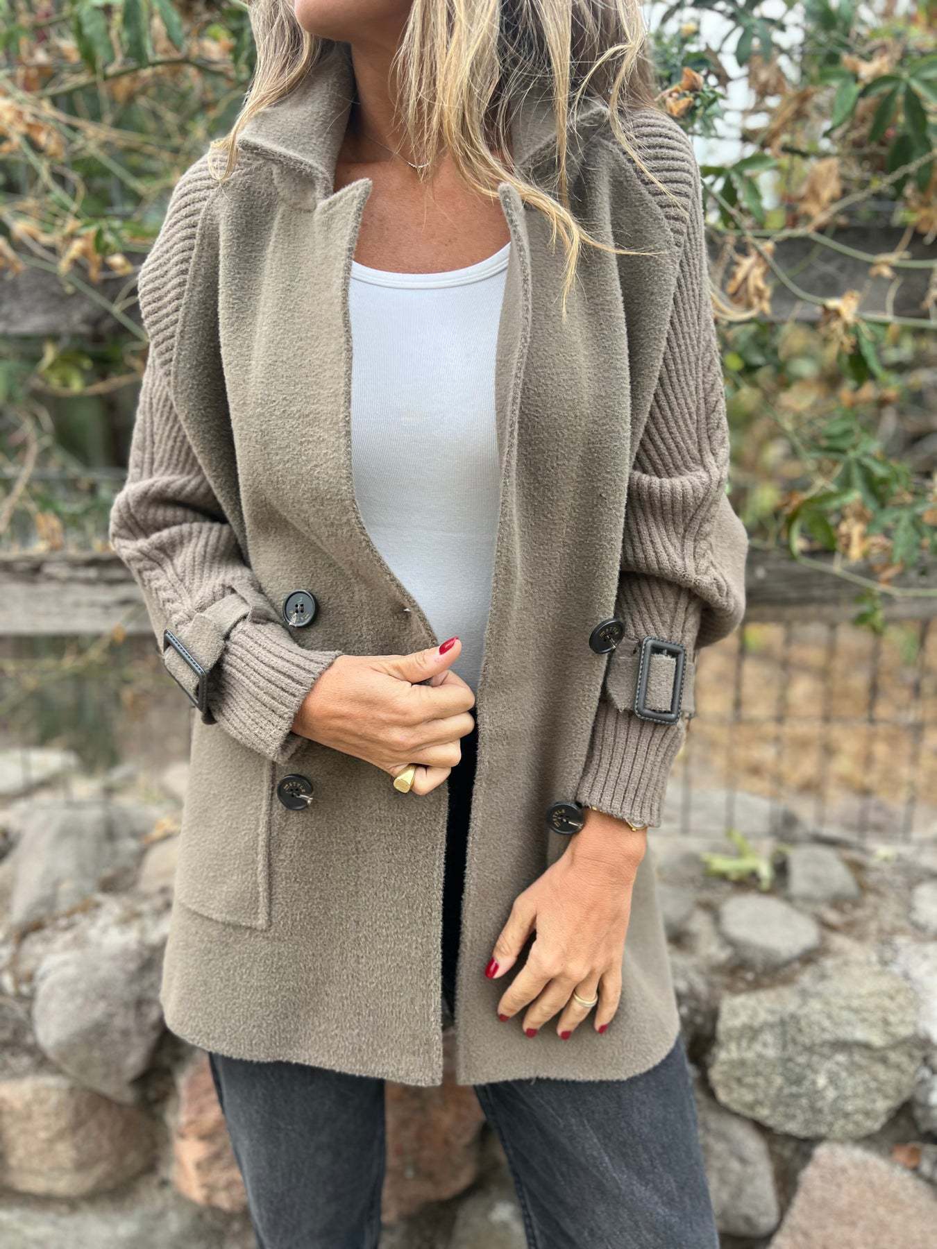 Knitted Double-faced Woolen Goods Mid-length Coat
