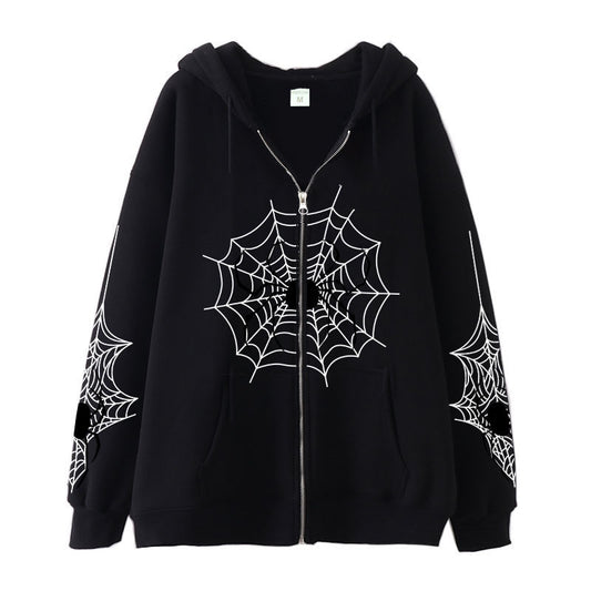 Spider Web Zipper Foreign Trade Sweatshirt Hoodie