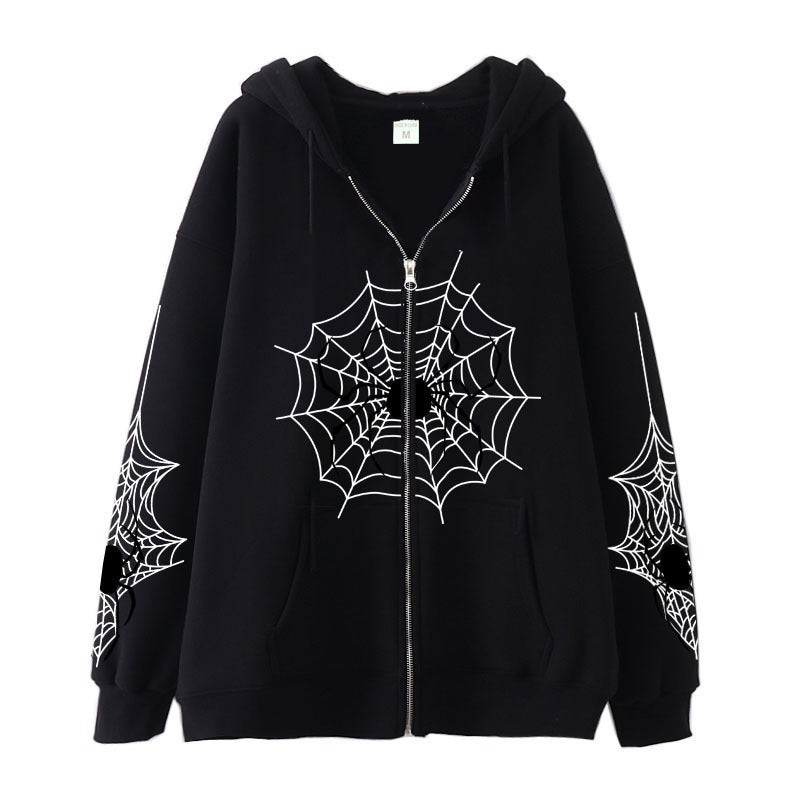 Spider Web Zipper Foreign Trade Sweatshirt Hoodie