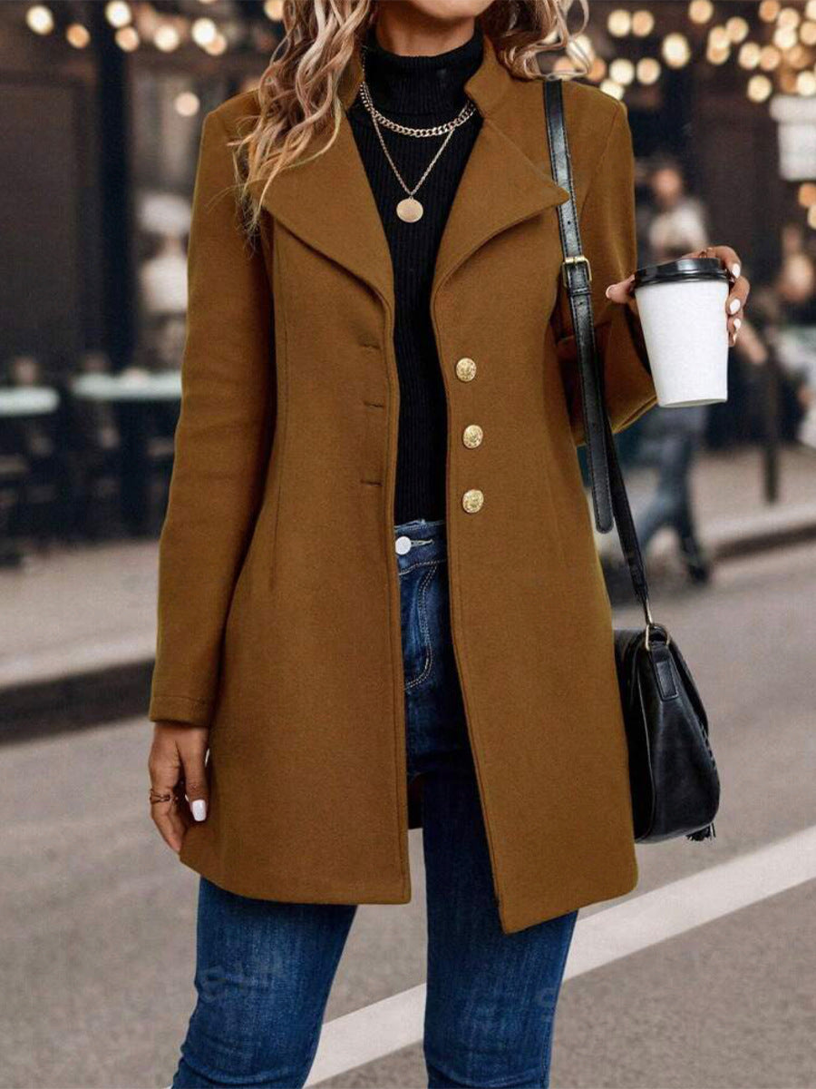 Solid Color Woolen Coat