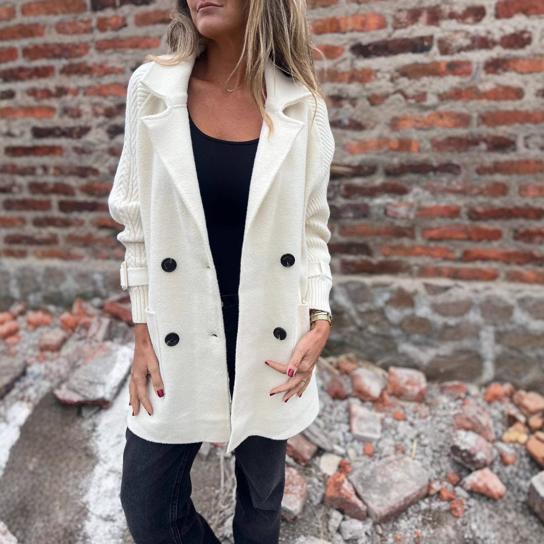Knitted Double-faced Woolen Goods Mid-length Coat