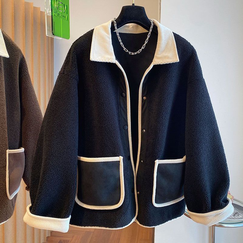 Lamb Wool Women's Loose Slimming  Coat
