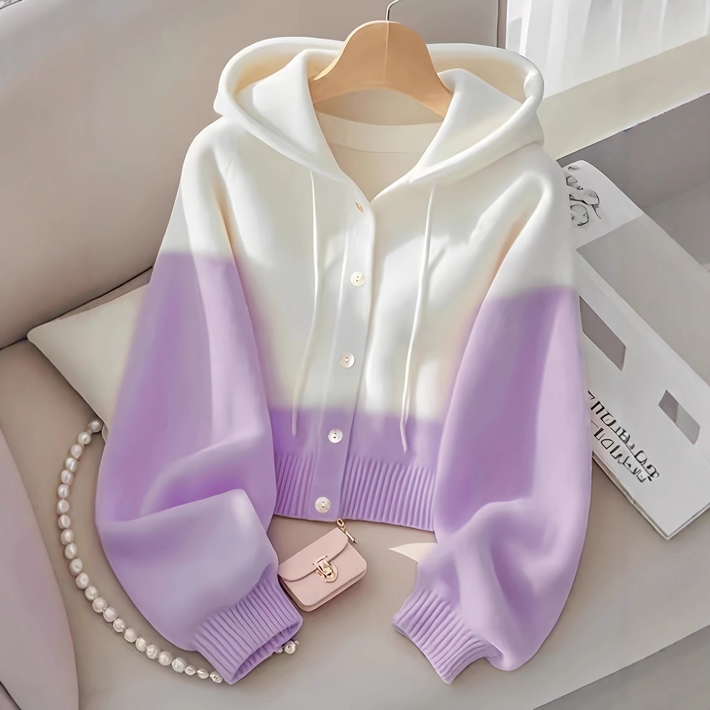 High-Grade Knitted Hoodie Patchwork Style