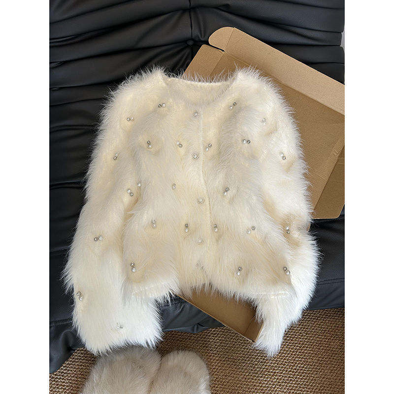 Women’s Knitted Sweater Coat with Beads