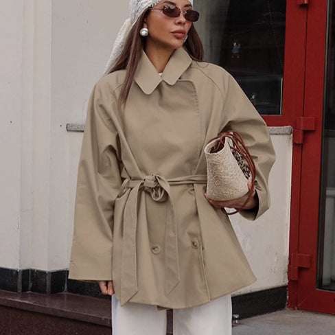 Women's Long Khaki Workwear Coat Trench