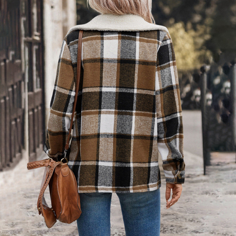 Women’s Retro Plaid Lapel Coat
