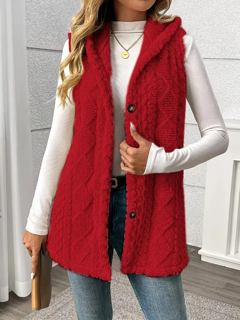 Solid Color Hooded Button Cardigan Casual Women Autumn