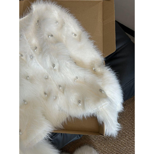 Women’s Knitted Sweater Coat with Beads
