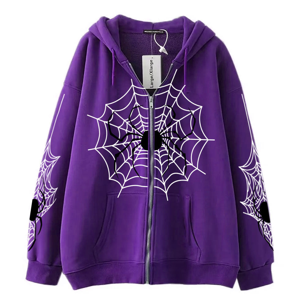 Spider Web Zipper Foreign Trade Sweatshirt Hoodie