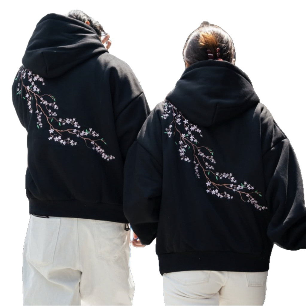 Autumn And Winter Cherry Blossom Hooded Sweater