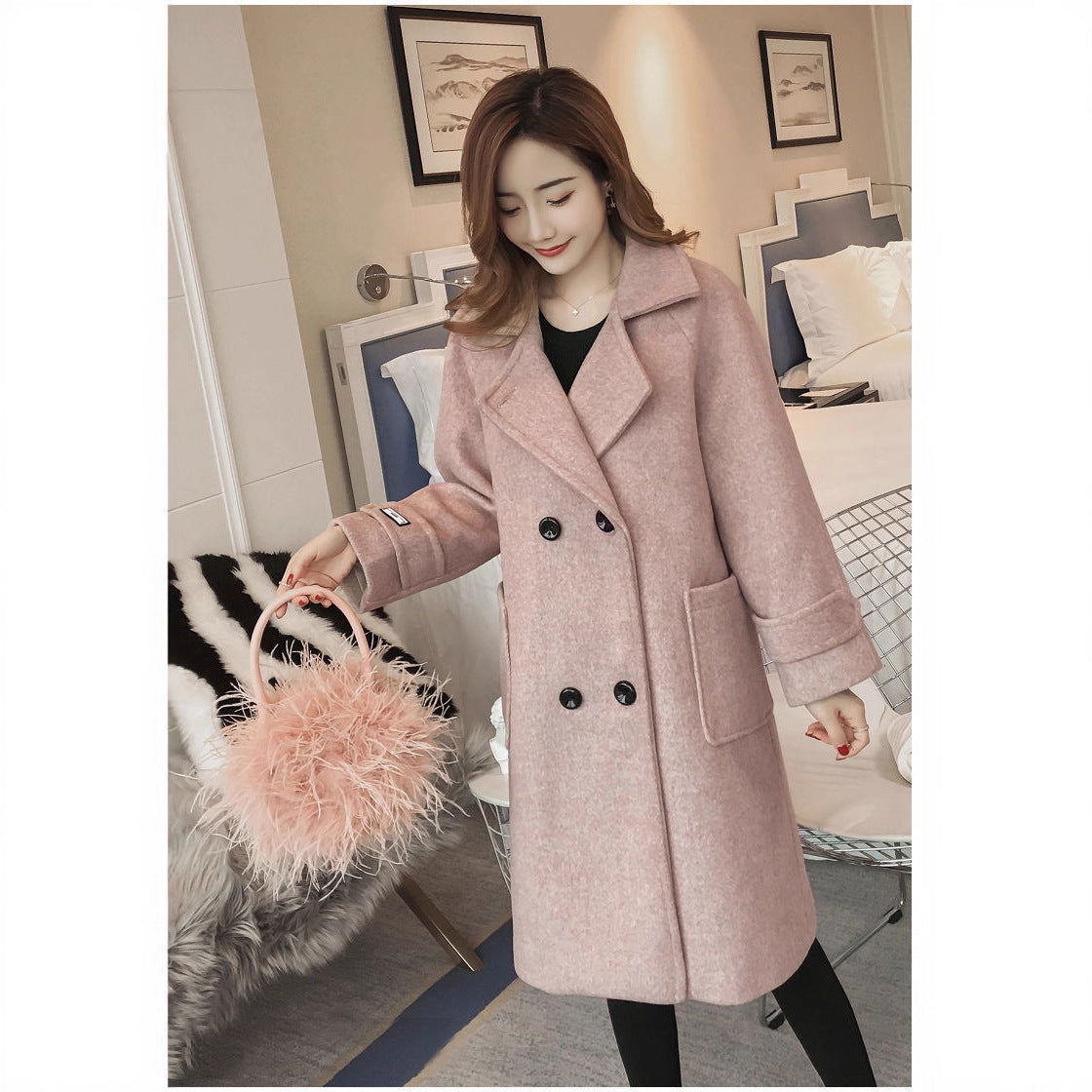 Woolen Coat Women's Mid-length Korean Style