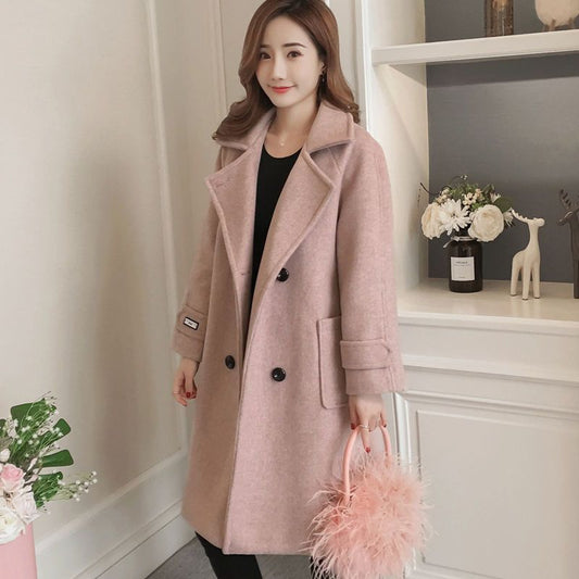 Woolen Coat Women's Mid-length Korean Style