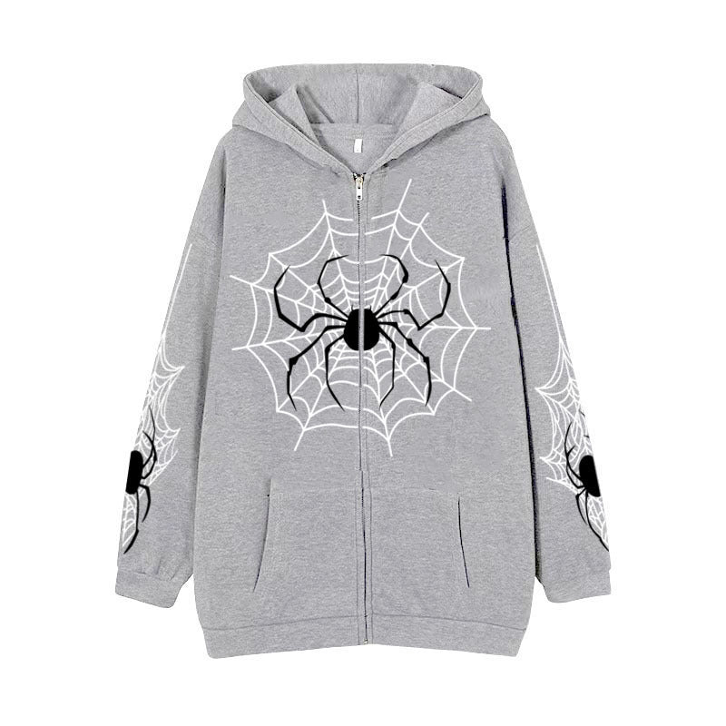 Spider Web Zipper Foreign Trade Sweatshirt Hoodie