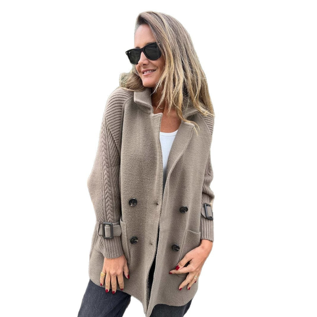 Knitted Double-faced Woolen Goods Mid-length Coat