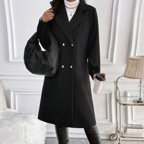 Women's Solid Color Long-Sleeved Fashionable Coat