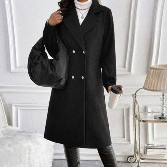 Women's Solid Color Long-Sleeved Fashionable Coat
