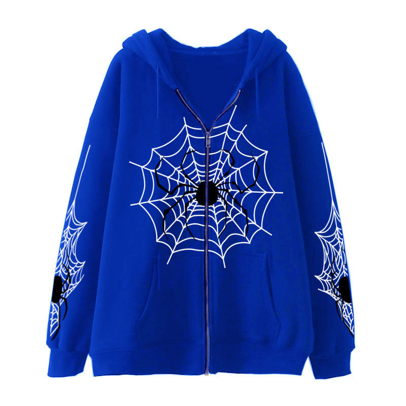 Spider Web Zipper Foreign Trade Sweatshirt Hoodie