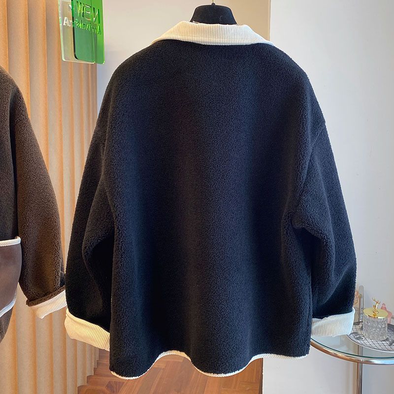 Lamb Wool Women's Loose Slimming  Coat