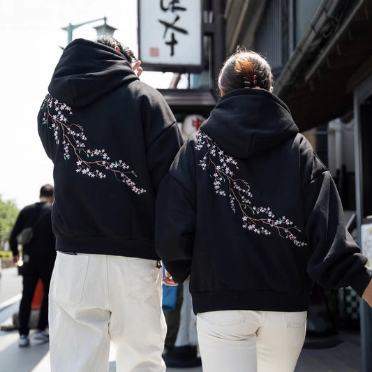 Autumn And Winter Cherry Blossom Hooded Sweater