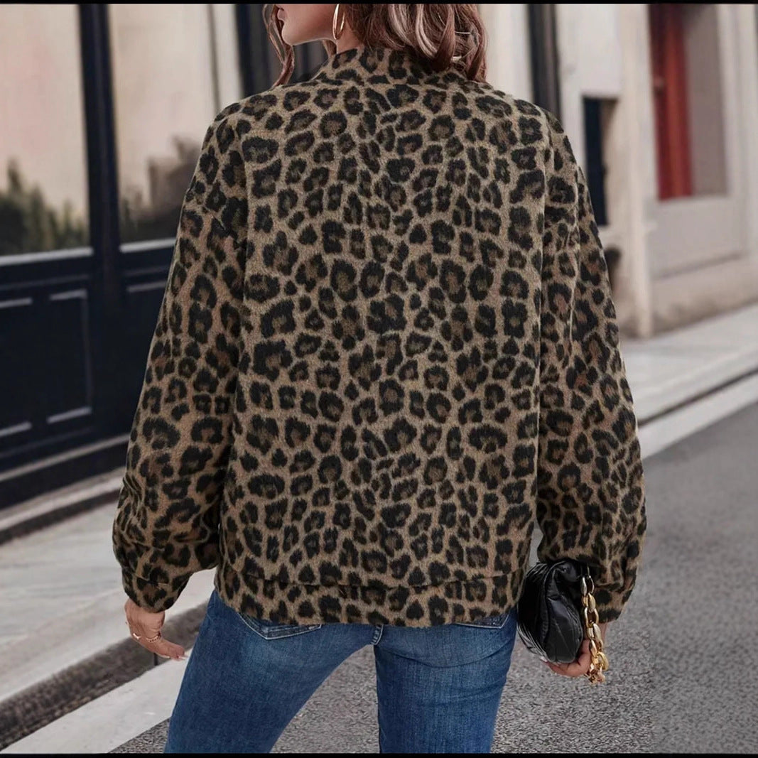 Retro Leopard Print Shirt Coat for Women