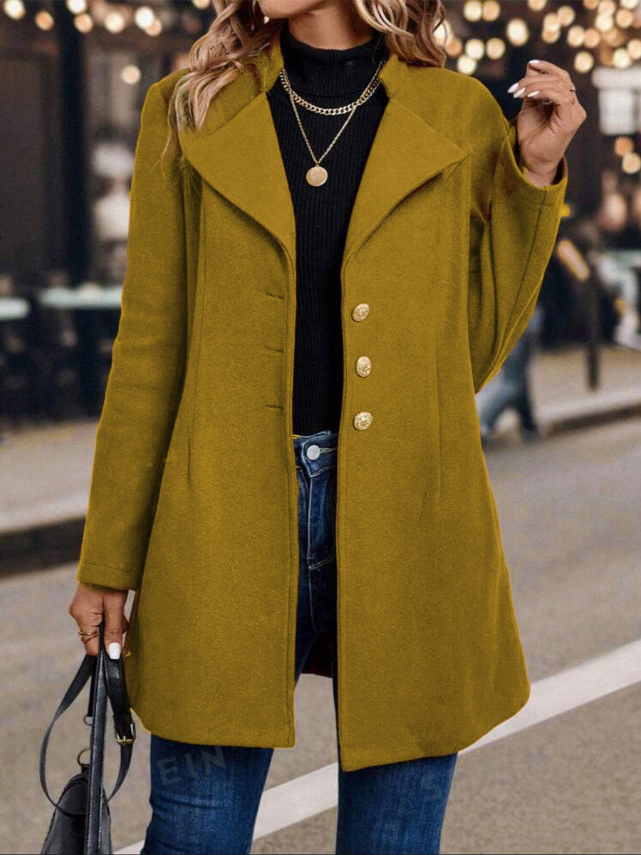 Solid Color Woolen Coat