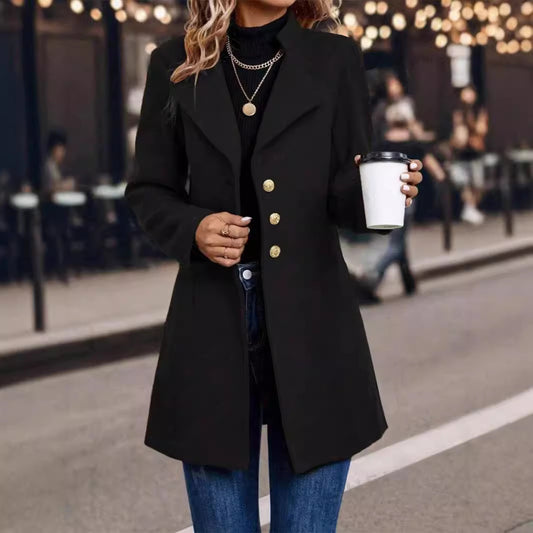 Solid Color Woolen Coat