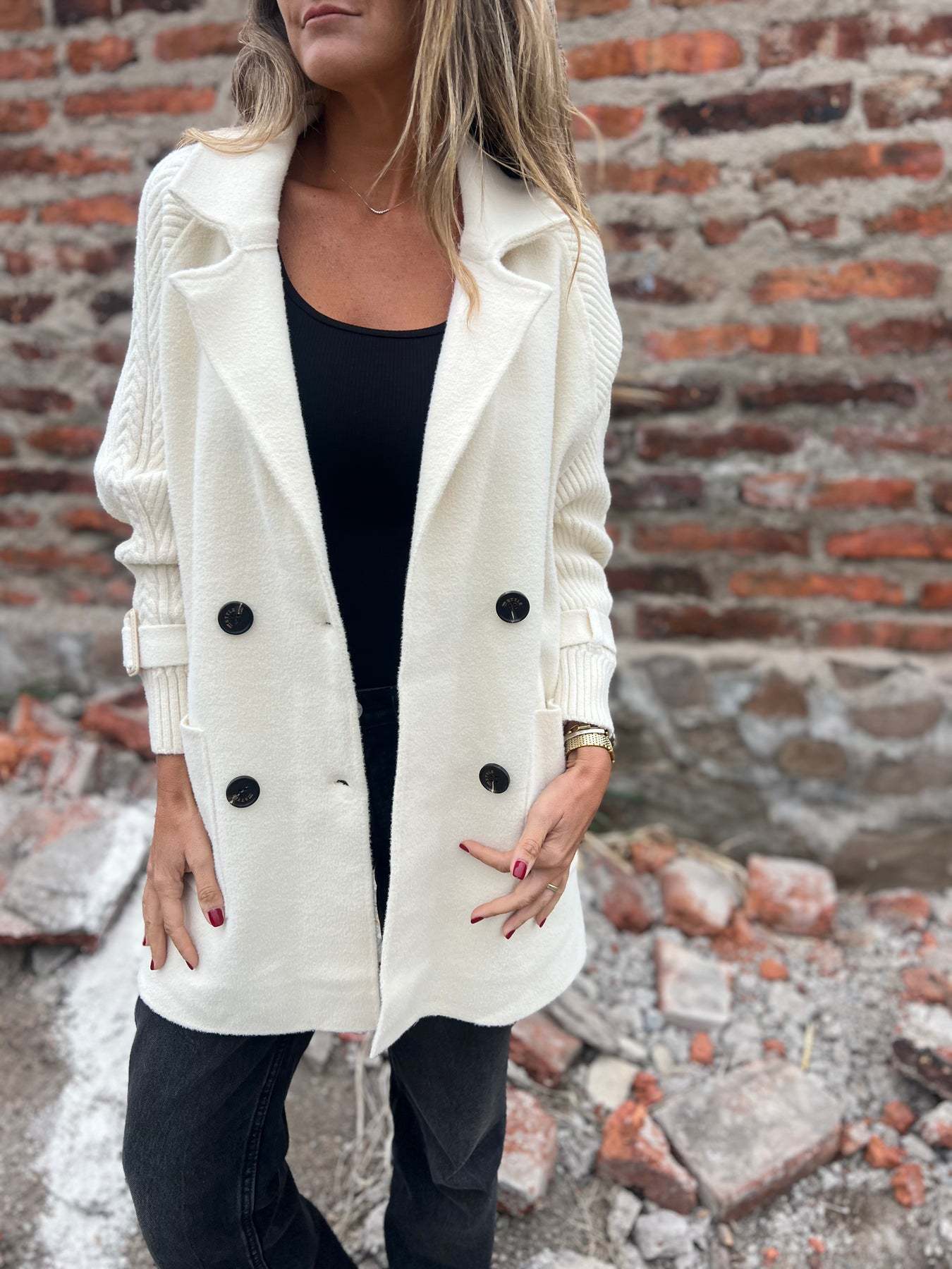 Knitted Double-faced Woolen Goods Mid-length Coat