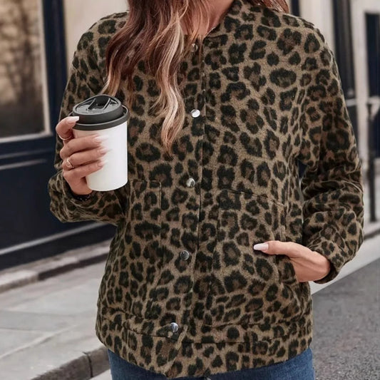 Retro Leopard Print Shirt Coat for Women