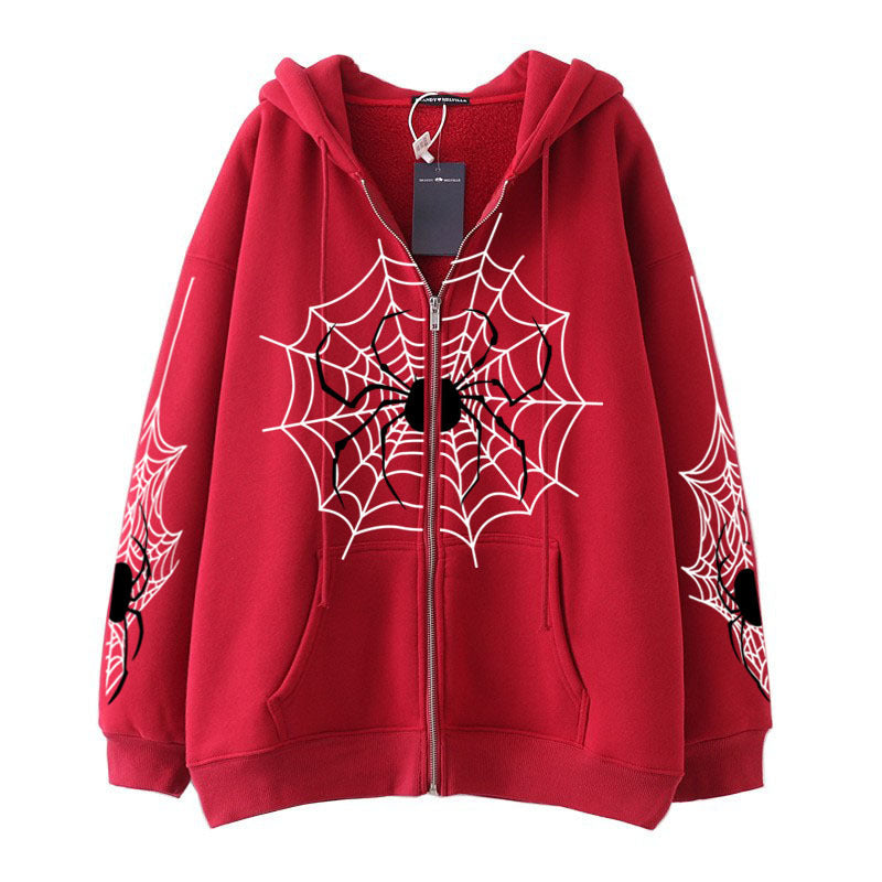 Spider Web Zipper Foreign Trade Sweatshirt Hoodie