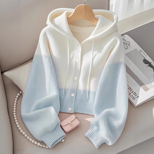 High-Grade Knitted Hoodie Patchwork Style