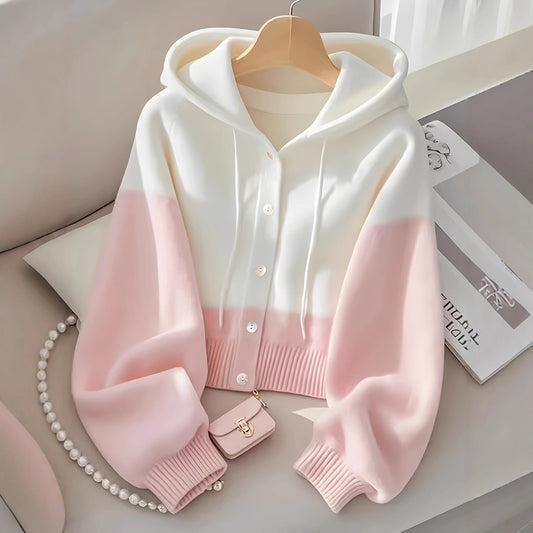 High-Grade Knitted Hoodie Patchwork Style