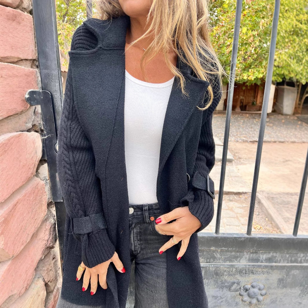 Knitted Double-faced Woolen Goods Mid-length Coat
