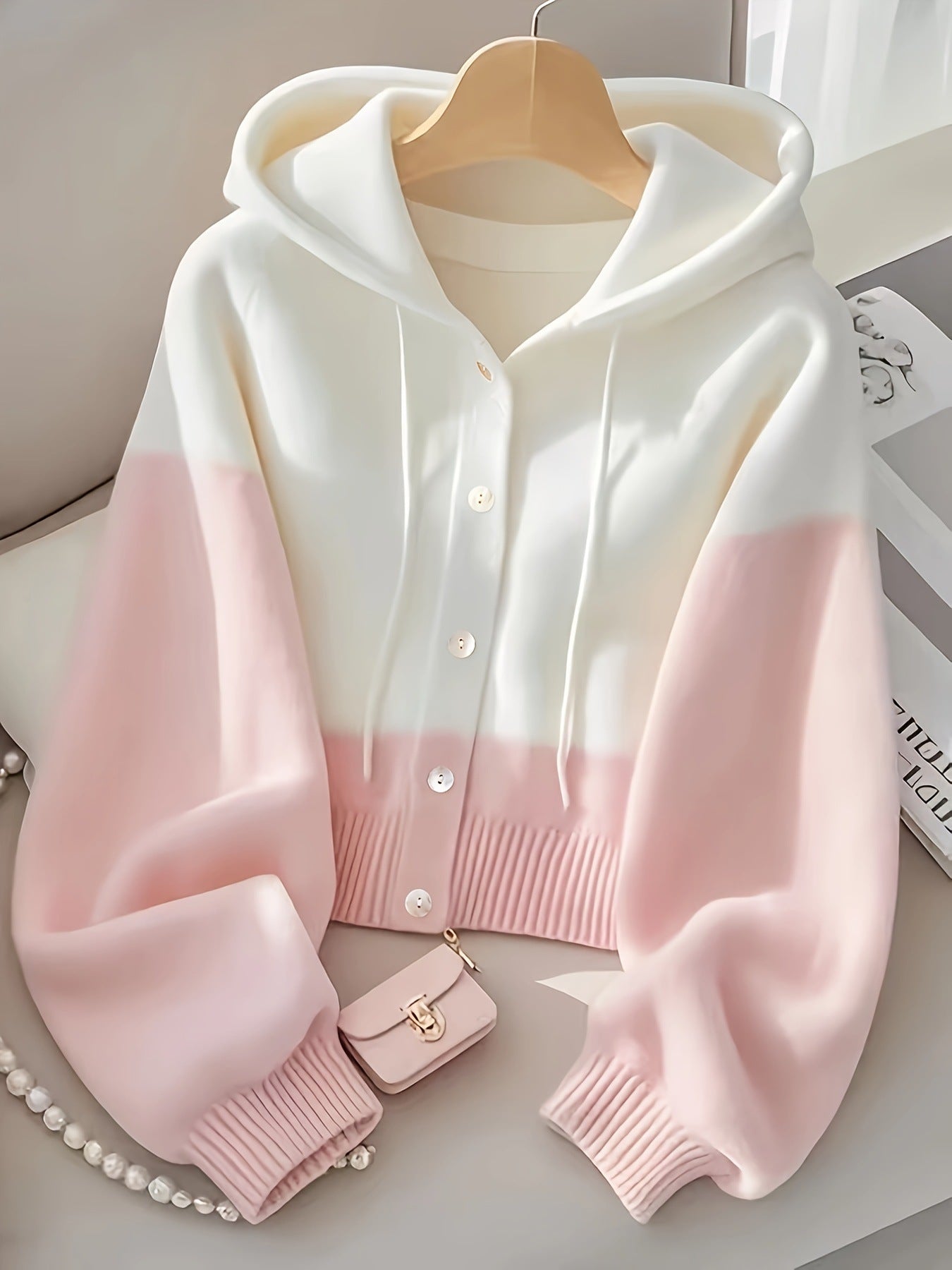 High-Grade Knitted Hoodie Patchwork Style