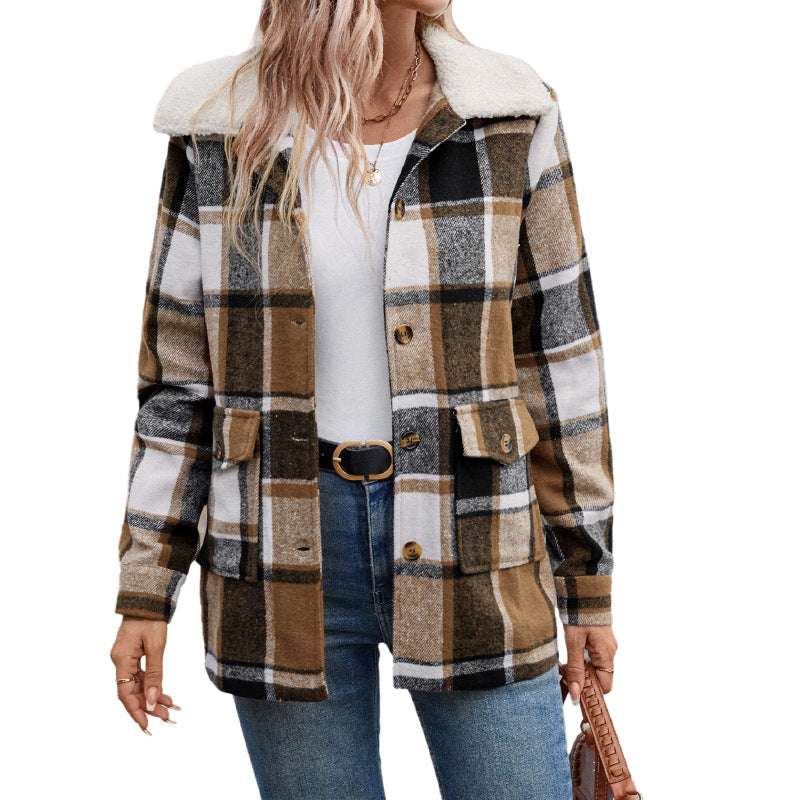 Women’s Retro Plaid Lapel Coat