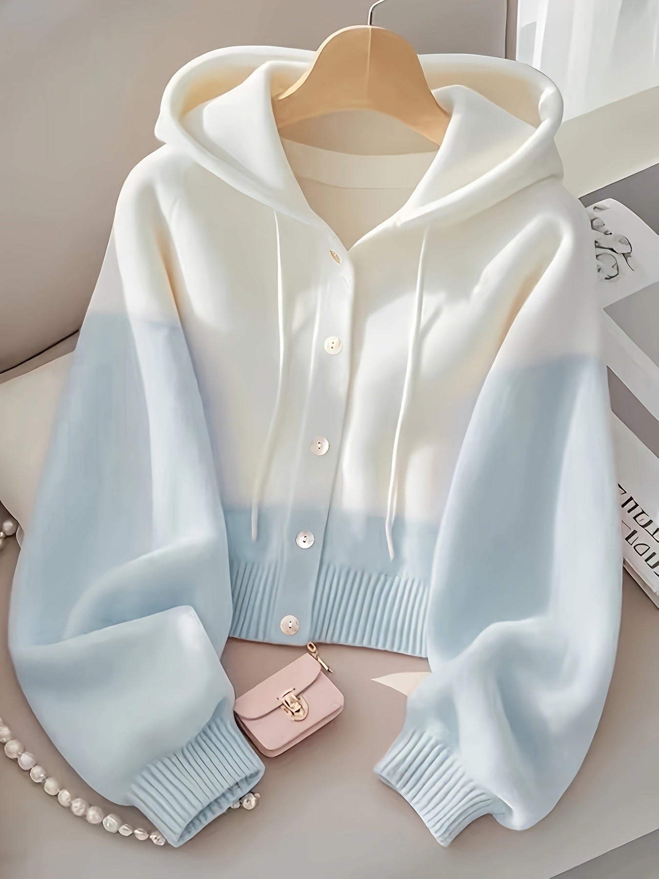 High-Grade Knitted Hoodie Patchwork Style