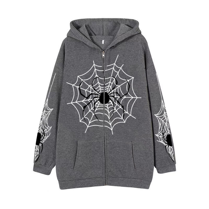 Spider Web Zipper Foreign Trade Sweatshirt Hoodie