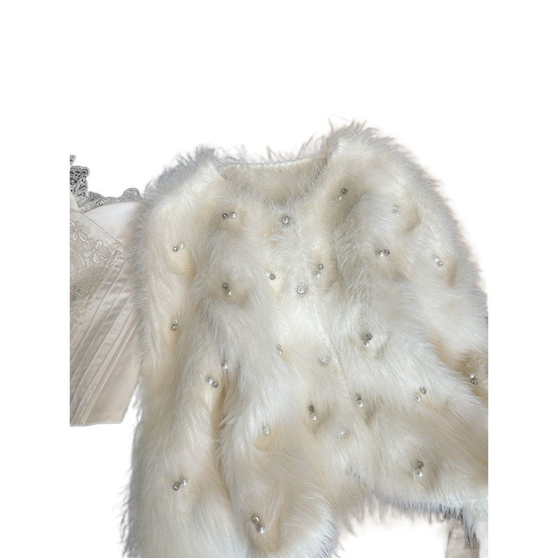 Women’s Knitted Sweater Coat with Beads