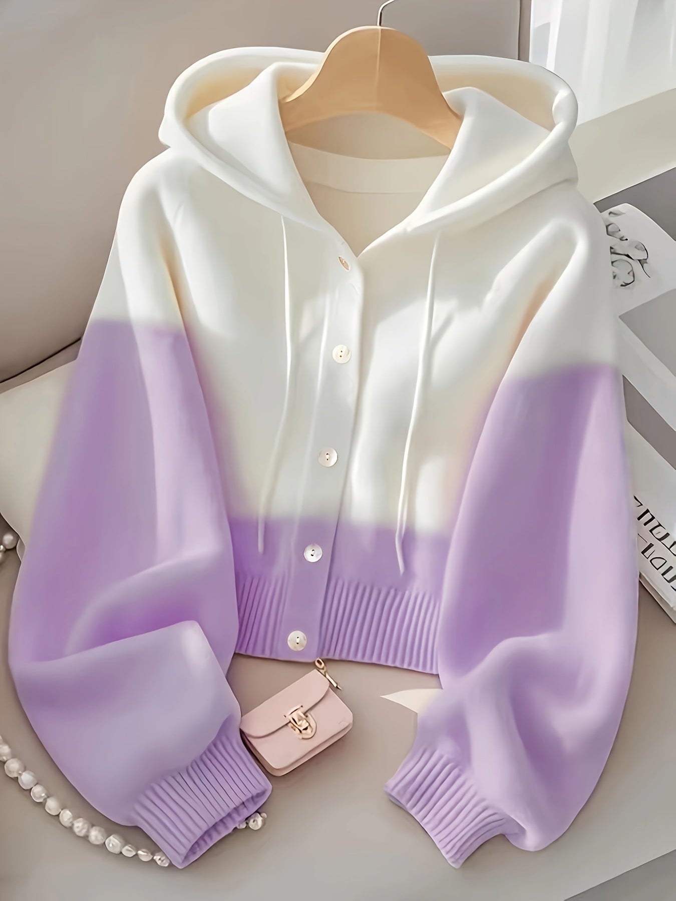 High-Grade Knitted Hoodie Patchwork Style