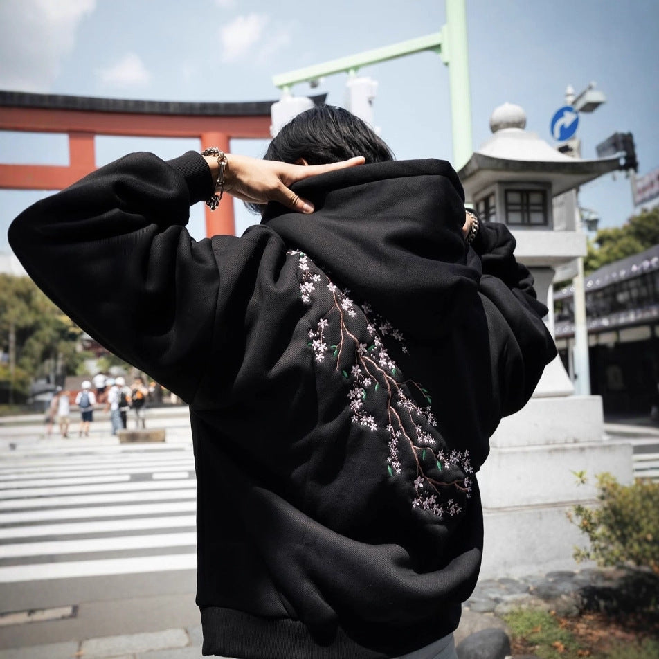 Autumn And Winter Cherry Blossom Hooded Sweater
